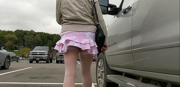  Wife going into Walmart no panties short skirt .